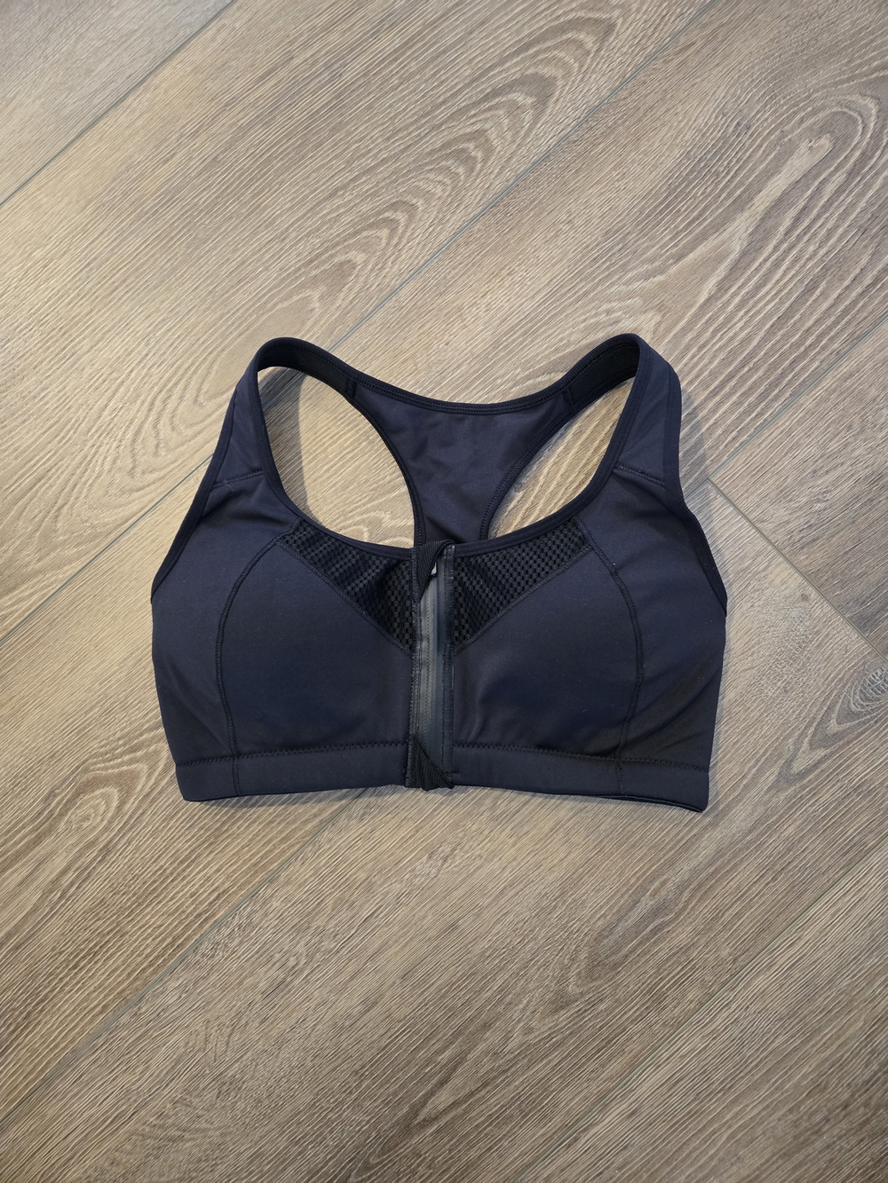MPG Front-Zip Racerback Sports Bra - Black